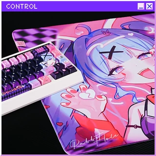 TITANNATION แผ่นรองเมาส์เกมมิ่งแบบ Control ลายอนิเมะสาวน้อย (ชมพูขาว) หนา 4.5mm 490x420มม. ฐาน PORON เกรด Pro Player