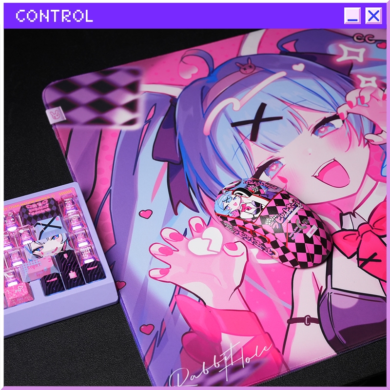 TITANNATION แผ่นรองเมาส์ Control 490x420มม. | แผ่นรองเมาส์หนา 4.5มม. ฐาน PORON เกรด Esports | สีชมพู Pink Funny Girl