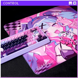 TITANNATION แผ่นรองเมาส์เกมมิ่งแบบ Control ลายอนิเมะสาวน้อย (ชมพูขาว) หนา 4.5mm 490x420มม. ฐาน PORON เกรด Pro Player
