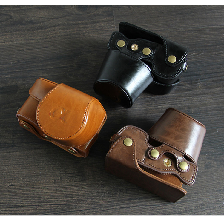 Sony A6100 กระเป๋ากล้องหนัง PU สําหรับ Sony A6000 A6100 A6300 Nex6 A6400