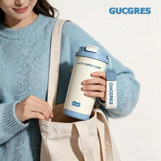 GUCGRES(500ml/17oz)แก้วกาแฟ แก้วเก็บความเย็นสแตนเลส เก็บความร้อน-เย็นได้ เคลือบเซรามิคแก้วน้ำแบบพกพา มีหลอดดูด