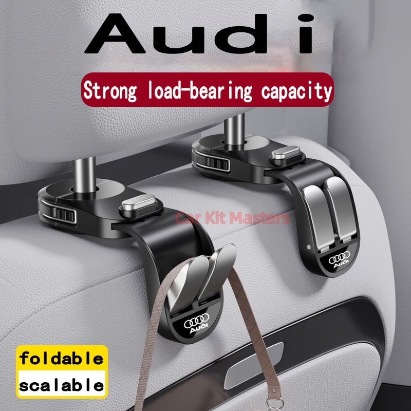 Audi Car seat back Hook พับขยายได้ double Hook Car storage Super strong รับน้ําหนักสําหรับ A1 A4 A3 