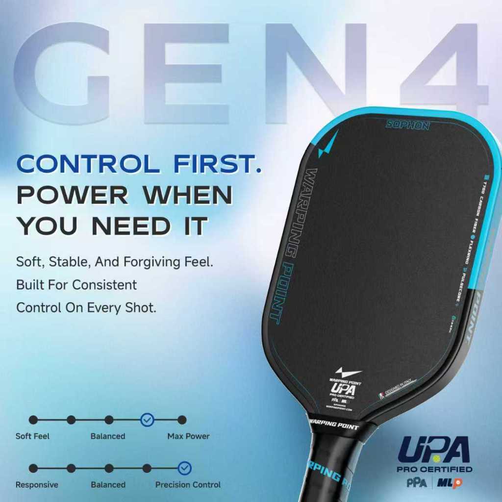 Warping Point Pickleball Paddle SOPHON Gen 4 Foam Core Elongated Paddle UPA Certified (16 มม.)