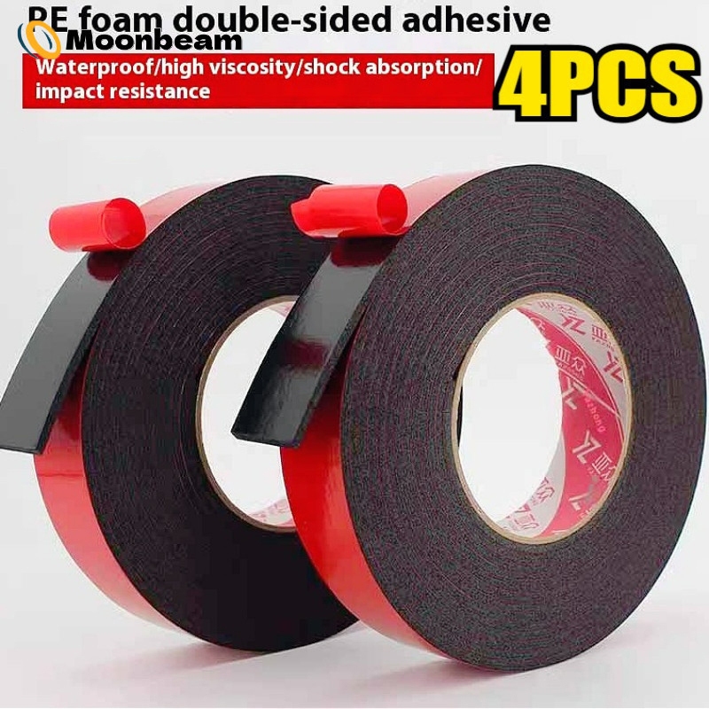 [บ้าน]เทปกาวสองหน้า PE 10M Strong Bond, 1/2/4 ชิ้นยืดหยุ่นกันน้ํา DIY ปรับปรุงบ้าน, เทปโฟมสีดํา Trimmable สําหรับกรอบรูป/ผนัง/รถยนต์