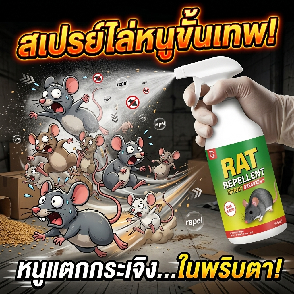 🐭 ไม่มีหนูในระยะ 10,000 เมตร 🐭 ไล่หนู กําจัดหนู ยาไล่หนู ฉีดพ่นตามที่หนูชอบมา ยาฆ่าหนู ยากําจัดหนู สเปไล่หนู