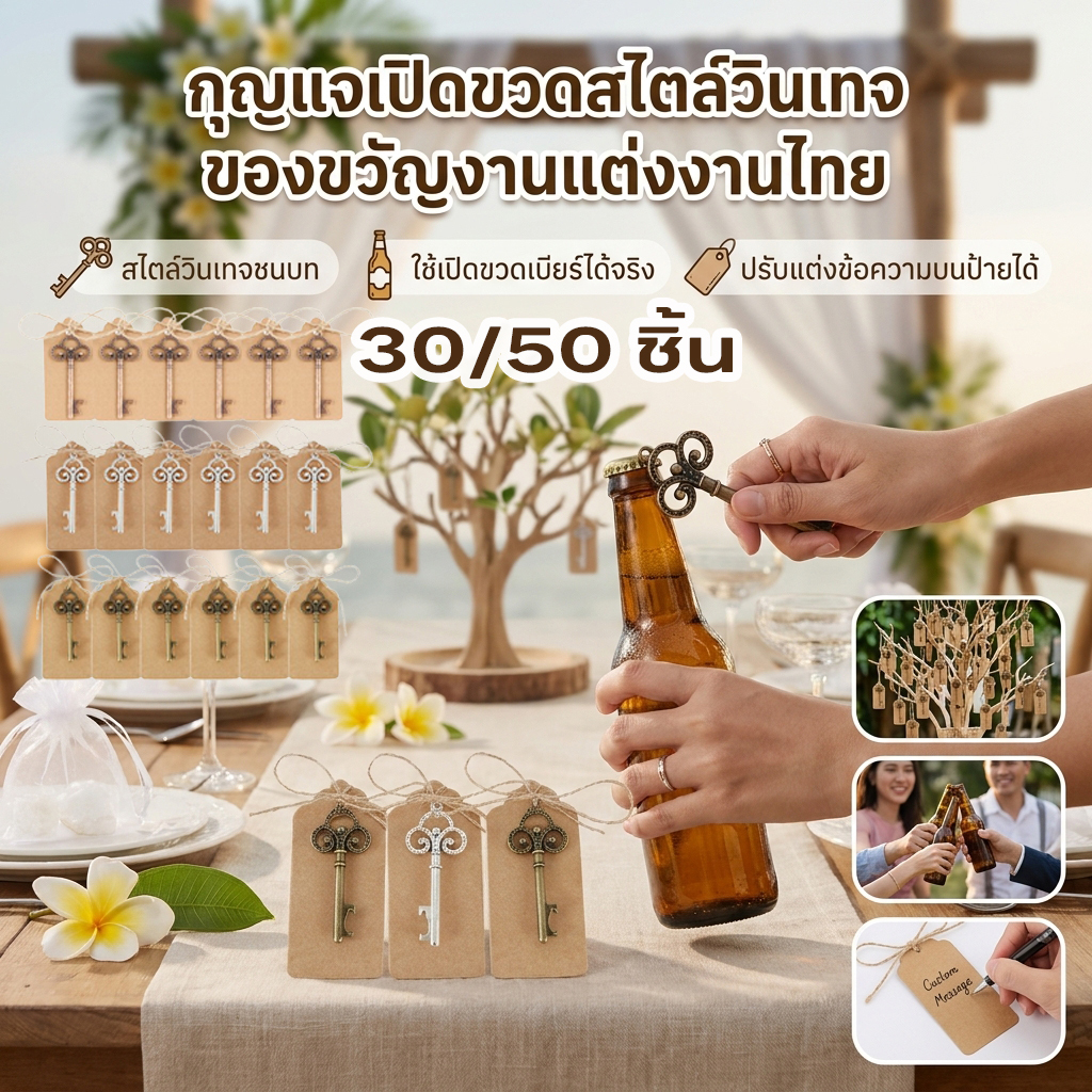 [30/50 ชิ้น] ที่เปิดขวด กุญแจ ที่เปิดขวด โครงกระดูก วินเทจ ที่เปิดขวด ตกแต่งชนบท SHOPTKC6730