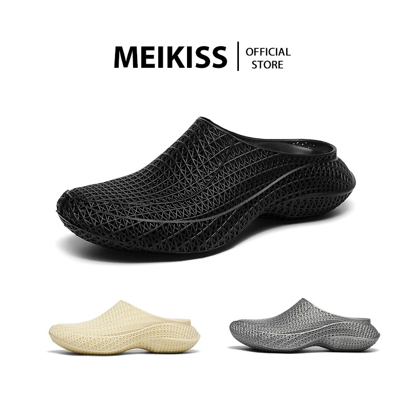 MEIKISS รองเท้า 3D พิมพ์โครงตาข่าย 2 แบบในคู่เดียว|สวมเป็นรองเท้าแตะหรือล็อคส้นได้|360° ระบายอากาศ|ล้างน้ำได้