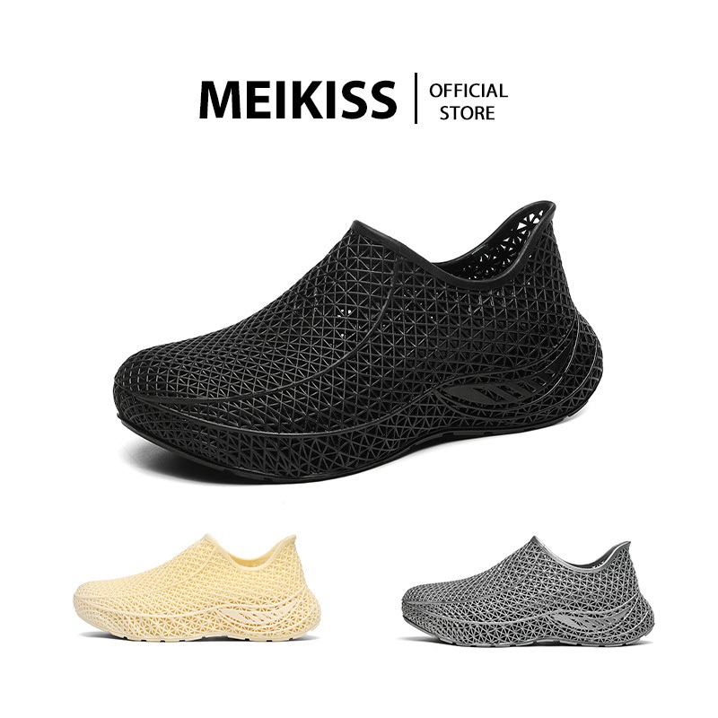 MEIKISS รองเท้าพิมพ์ 3D โครงตาข่ายคริสตัล ระบายอากาศ 360° สวมใส่ง่าย ไม่มีเชือก