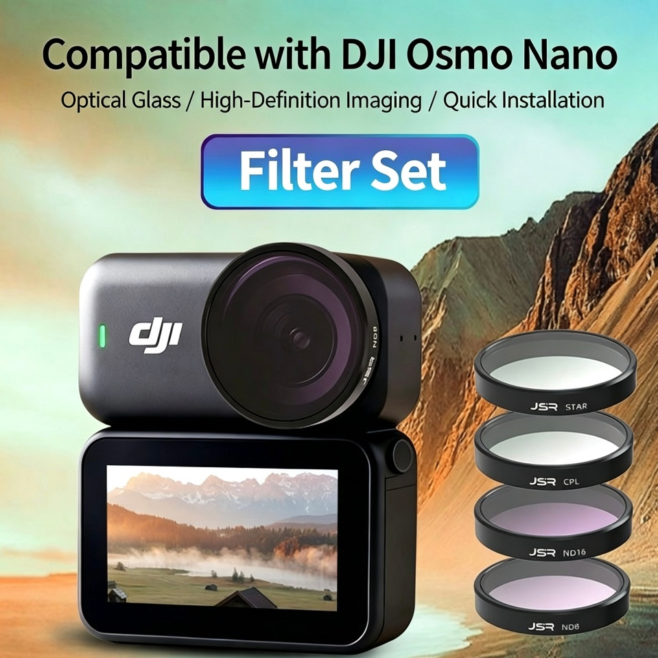 ชุดฟิลเตอร์เลนส์กล้อง JSR สำหรับกล้องแอคชั่น DJI Osmo Nano ฟิลเตอร์ UV CPL ND8 ND16 ND32 ND64 ฟิลเตอร์ดาว แก้วออปติคัล Schott เคลือบหลายชั้น กันน้ำ กันน้ำมัน สำหรับป้องกันเลนส์