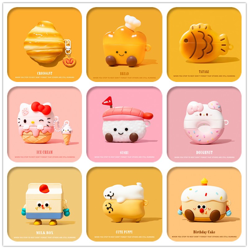 รูปแบบการ์ตูนสําหรับ AirPods4/4ANC/1/2/3/Pro/Pro2 เคสซิลิโคนอ่อนนุ่มพร้อมคาราบิเนอร์