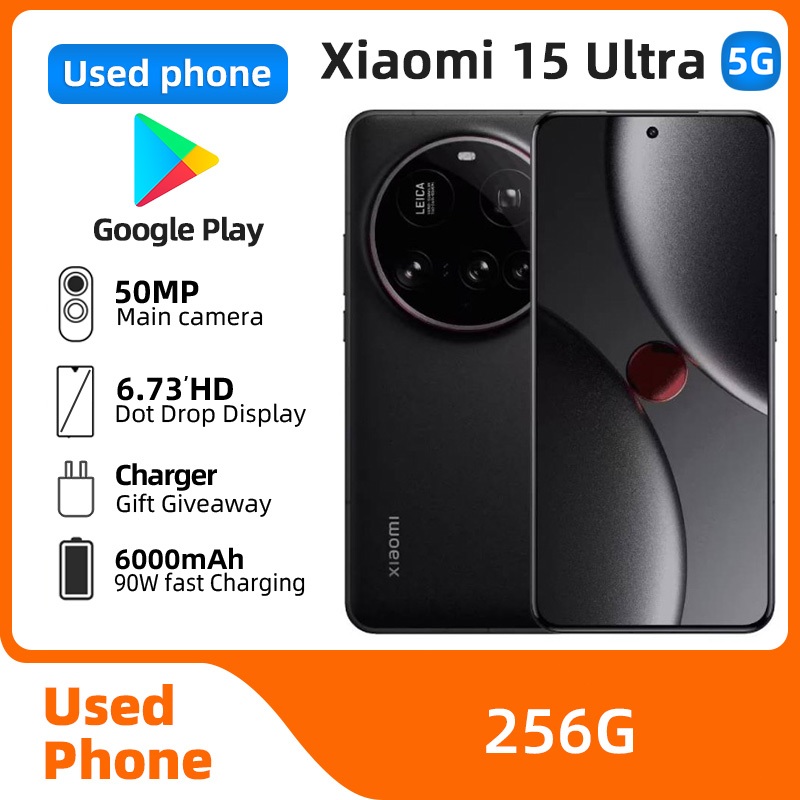 โทรศัพท์มือสองXiaomi 15 Ultra 5g Legit ในสภาพดีปลดล็อคสมาร์ทโฟน Android