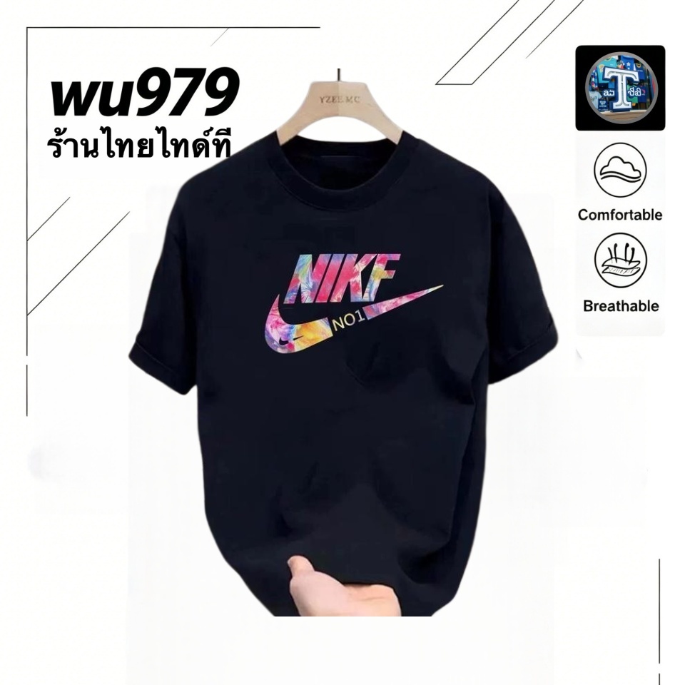 2024s แขนสั้น ใหม่ล่าสุด NIKF แขนสั้นมีลวดลาย สไตล์เดียวกันสำหรับคู่รัก หลวม ระบายอากาศได้ดี แฟชั่น แขนสั้นเฮฟวี่เวท