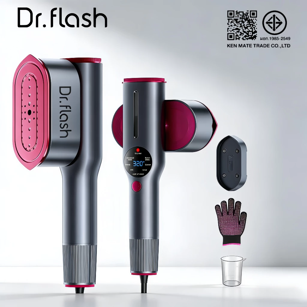 Dr.flash เตารีดพกพา 2in1 แห้งเปียก กำลังสูง ไอน้ำแรง พับได้ ฆ่าเชื้อ99.99% Handheld Garment Steamer สำหรับเดินทาง หอพัก ครอบครัว