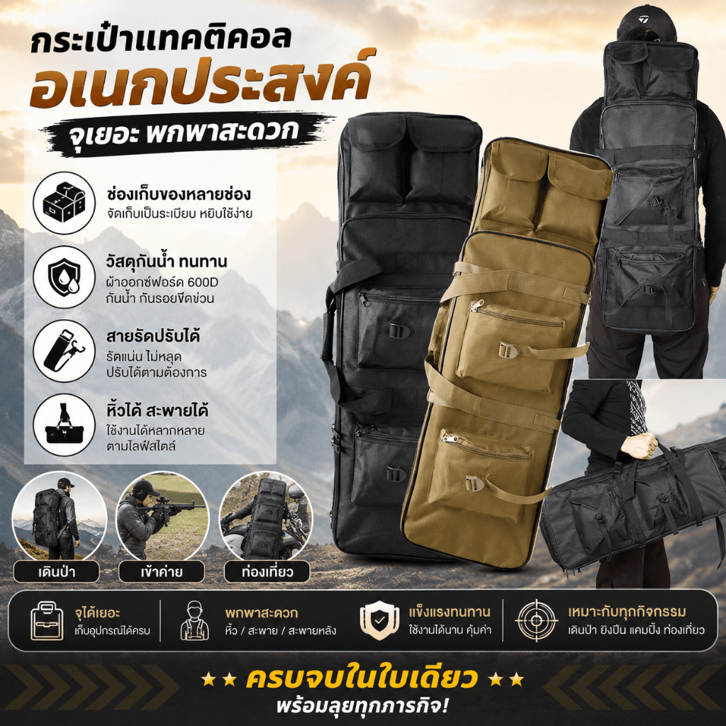 กระเป๋าใส่ปืนยุทธวิธี อเนกประสงค์ 85cm 100cm 120cm กระเป๋าเป้สีน้ำเงินกรมท่า