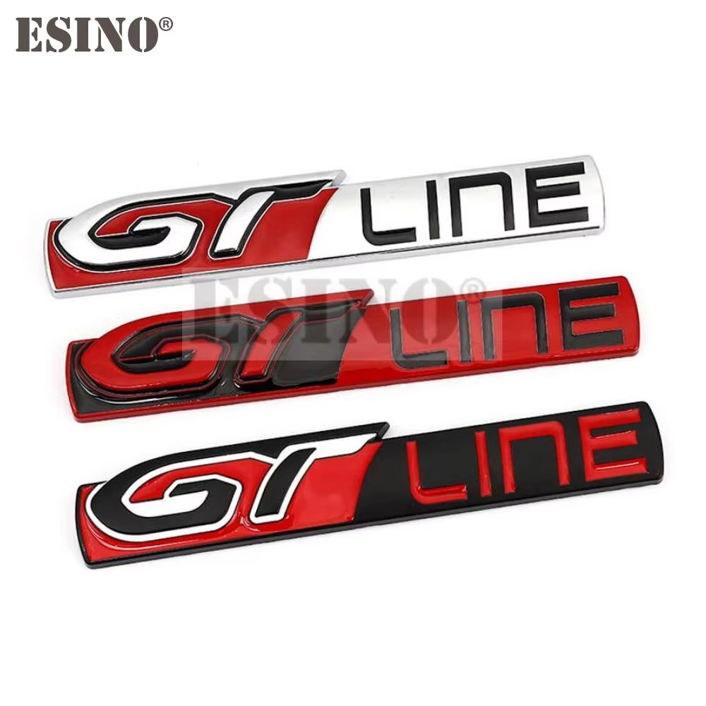 จัดแต่งทรงผมรถ GT Line 3D โลหะ Chrome Zinc Alloy Emblem Badge Body Fender กาวสัญลักษณ์สําหรับ Peugeo
