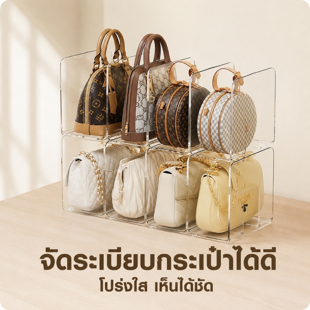 ชั้นวาง 4 ช่อง ชั้นวางอเนกประสงค์ กระเป๋าเก็บของในตู้เสื้อผ้า