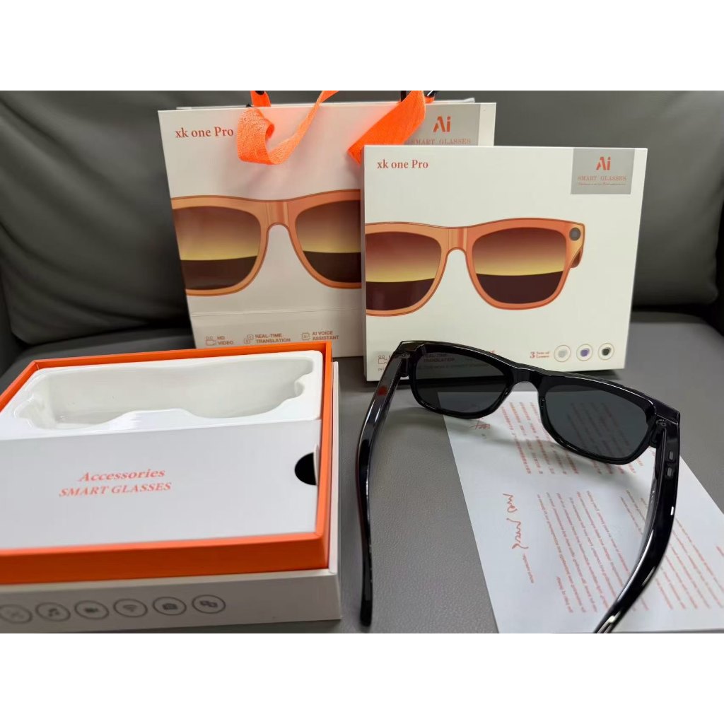 XK One Pro AI แว่นตาอัจฉริยะกล้อง Translate Talk Music คุณสมบัติกลางแจ้งแว่นตากันแดดป้องกันแสงสีฟ้าเ