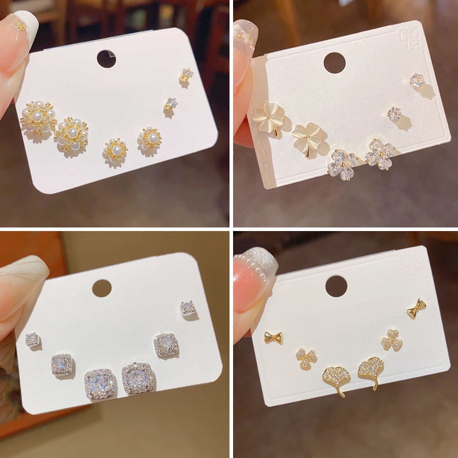 ชุดต่างหู Rhinestone Temperament แฟชั่นเรียบง่ายประณีต High-End ต่างหูต่างหู