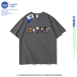 NASA เสื้อยืดชายหญิงแขนสั้น สไตล์ลำลอง summer สนูปปี้ พิมพ์ลาย t-shirt แบบหลวม คอกลม ยับยากไม่ต้องรีด