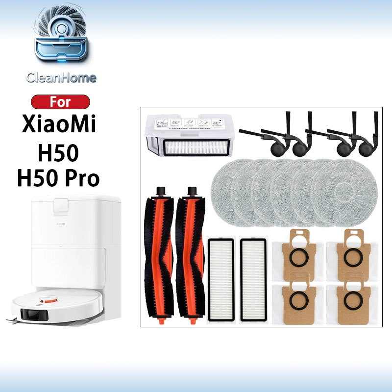 สําหรับ Xiaomi หุ่นยนต์สูญญากาศ H50 เครื่องดูดฝุ่นอุปกรณ์เสริมหลักแปรงด้านข้าง HEPA Filter Mop ผ้าถุงเก็บฝุ่นอะไหล่