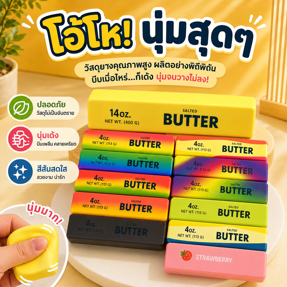 ใหม่สายรุ้งเนยของเล่นสกุชชี่,ของเล่นบีบที่เพิ่มขึ้นช้านุ่ม,บรรเทาประสาทสัมผัสอยู่ไม่สุขรูปร่างเนยสําหรับเด็ก