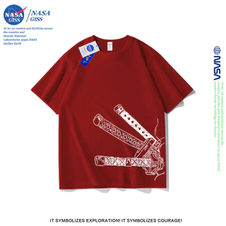 NASA เสื้อยืดชายหญิงแขนสั้น สตรีทฮิปฮอป summer มีดของเซารอน พิมพ์ลาย t-shirt คอกลม หลวมและระบายอากาศ ยับยากไม่ต้องรีด