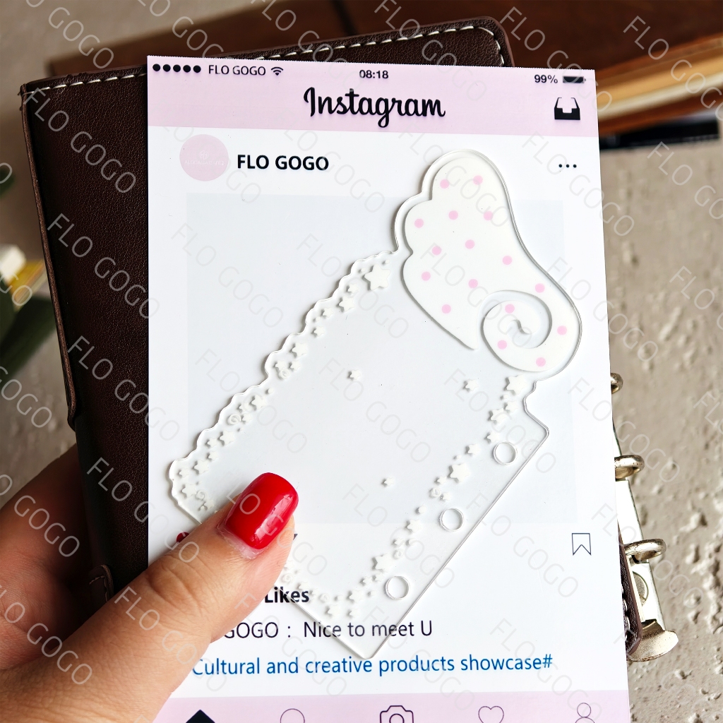 แผ่นคั่นแฟ้ม M5 PVC 3 รู 10.5x5.5ซม. แบบใส ลายปีกดาว สำหรับแพลนเนอร์ ไดอารี่ Loose Leaf Flo gogo