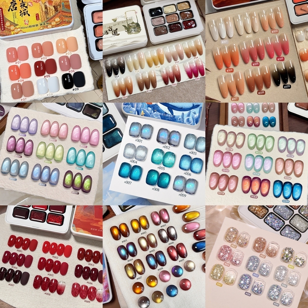 JILLRADIA - ยาทาเล็บเจลกลิตเตอร์สีแดงใหม่ ชุด 9 สี ติดทนนาน เหมาะสำหรับร้านทำเล็บและใช้ในชีวิตประจำวัน