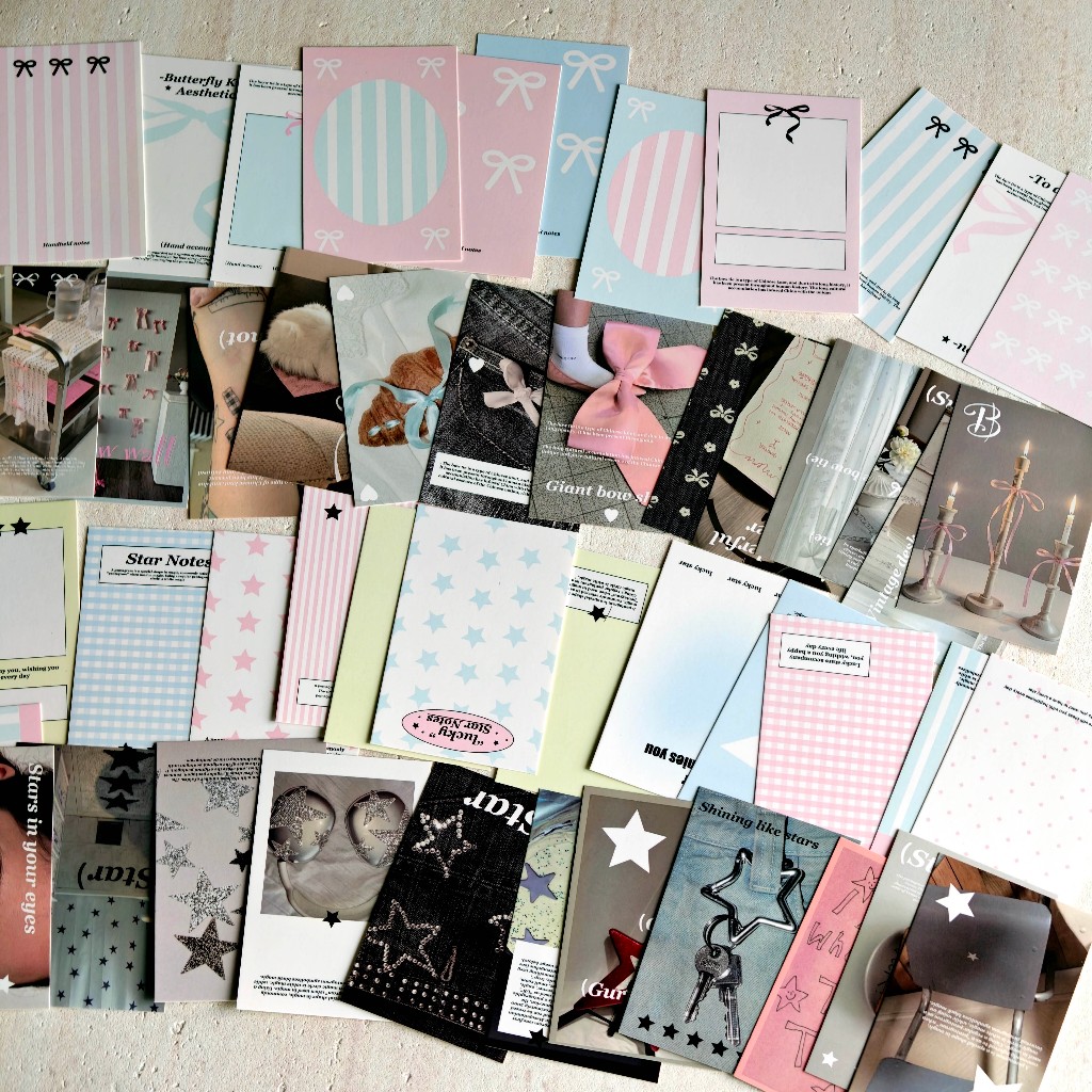 ชุดกระดาษตกแต่ง M5 48 แผ่น ลายไม่ซ้ำ กระดาษการ์ดขาว สำหรับ Journal Scrapbook Planner Collage DIY Flo gogo