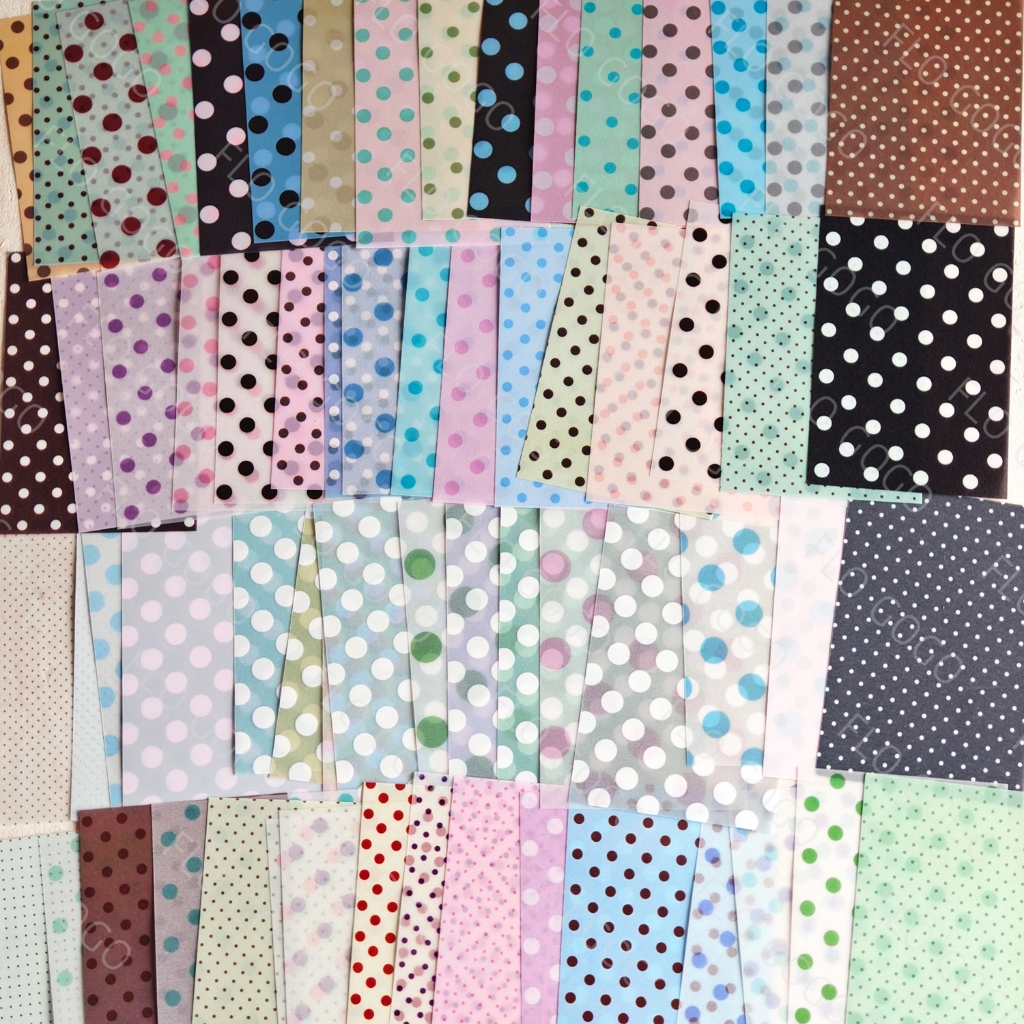 ชุดกระดาษ Vellum ลายจุด M5 64 แผ่น ลายไม่ซ้ำ กึ่งโปร่งแสง ขนาด 70 x 104 มม. สำหรับ Journal Scrapbook Planner Flo gogo