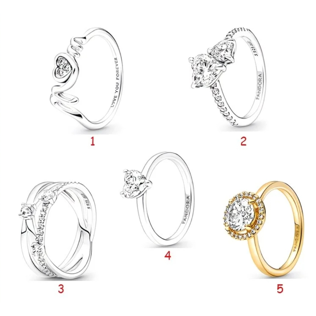 2026 NewS925 Silver Double Heart Pavé Heart Ring / แหวนทันสมัยและเรียบง่าย