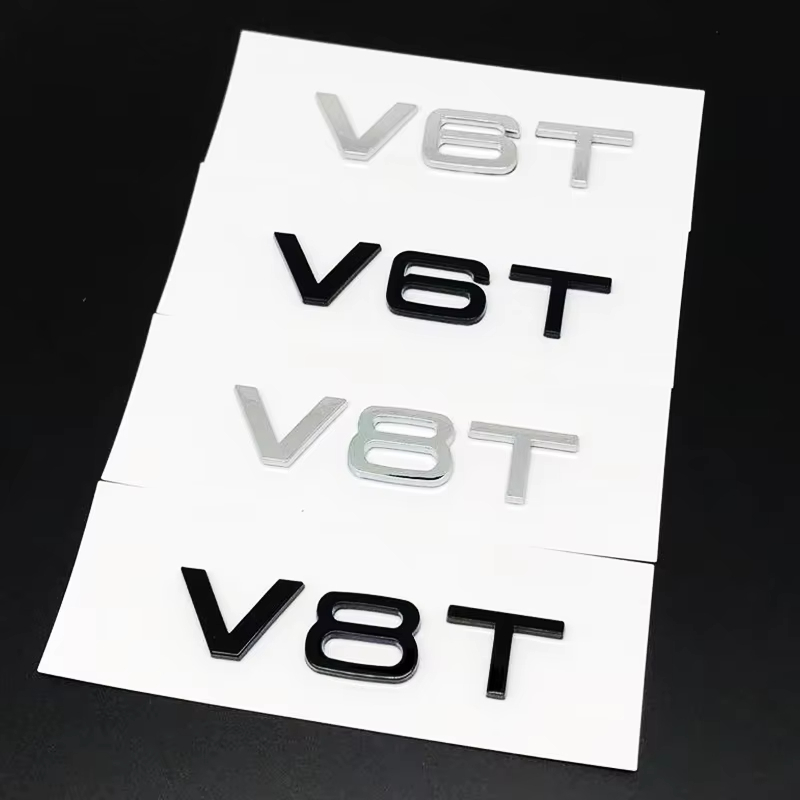3d ABS Chrome สีดํา V6T โลโก้จํานวนตัวอักษรรถ Fender V6 T ป้ายสัญลักษณ์รูปลอกสําหรับ A6 C7 A4 4 S4 v