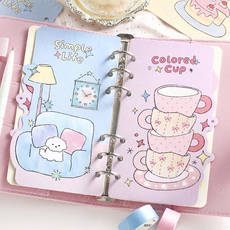 แผ่นคั่นแฟ้ม A6 8 แผ่น 100×176 มม. กระดาษอาร์ต แผ่นแบ่งหมวด Planner Binder Journal Flo gogo