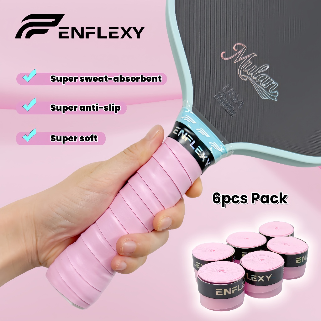 โอเวอร์กริป Enflexy 6 ชิ้นพร้อมวัสดุ PU สําหรับไม้พายลูกดองและไม้แบดมินตัน