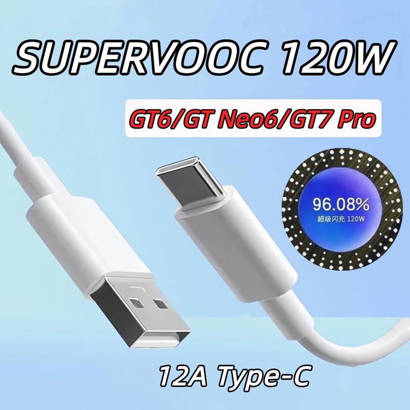 12A Type-C สําหรับสายเคเบิลข้อมูล Realme GT6 OPPO 120W SUPER VOOC Realme GT Neo6 ชาร์จ Neo 6SE สายชา