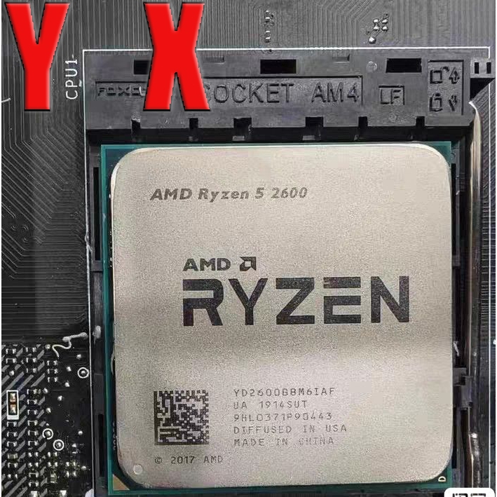 Ryzen 5 2600 AM4 โปรเซสเซอร์ CPU R5 2600 Six-Core 12T 3.4GHz 65W 32MB เดสก์ท็อปมือสอง