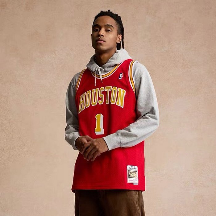 เสื้อบาสเก็ตบอลคลาสสิกสําหรับผู้ชายปักลายใหม่ Rockets 1 Tracy McGrady Jersey