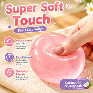 สต็อกพร้อม | ลูกบอลบีบคลายเครียด Coconut Oil Squishy Ball นุ่มพิเศษ ใสเหมือนคริสตัล เด้งช้า ของเล่นคลายเครียด ของเล่นบีบมือ ASMR