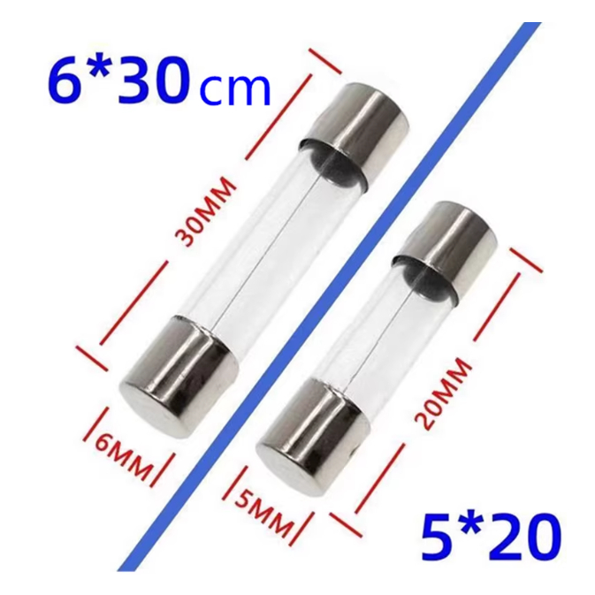F 6x30 มม.5PCS 5X20 มม.ช้าT fast glass ฟิวส์ 250V T1AL F1AL 1.5A 1.6A 2A 2.5A 3A 4A 5A 6A 6.3A 7A 8A