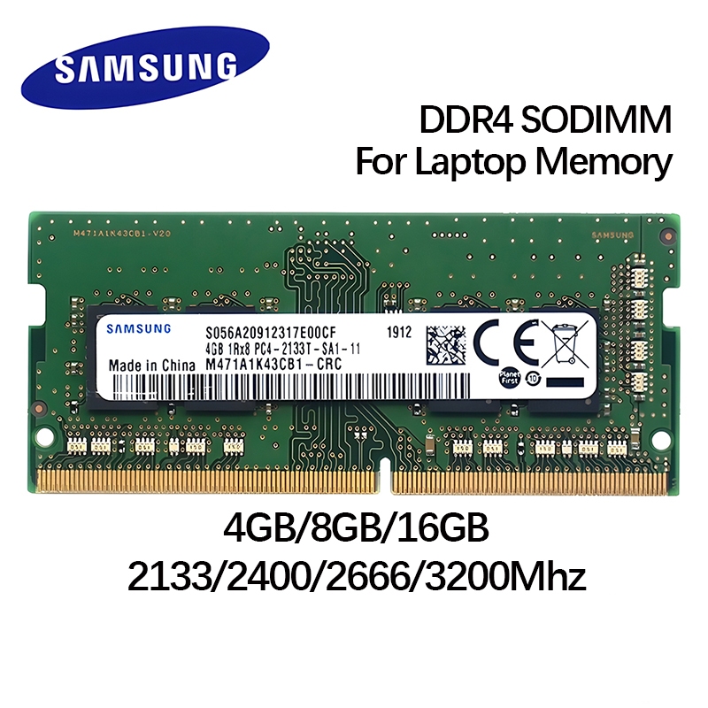 Samsung DDR4 RAM 4gb 8gb 16gb RAM 2133Mhz 2400Mhz 2666Mhz 3200Mhz RAM แล็ปท็อปสําหรับ Ram 1.2V โน้ตบุ๊ค SODIMM แล็ปท็อปสําหรับ RAM 260-Pin PC4-17000 1.2V หน่วยความจํา