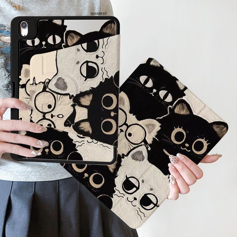 Kitty 360องศาหมุนกรณีiPad Gen11-A16 2025 Air5/6/7/8 mini6/7 8.3 ฝาครอบอะคริลิคPro 2022/2024-M4 gen10 2022 gen7/8/9 ฝาครอบป้องกันการตกพร้อมช่องเสียบปากกา