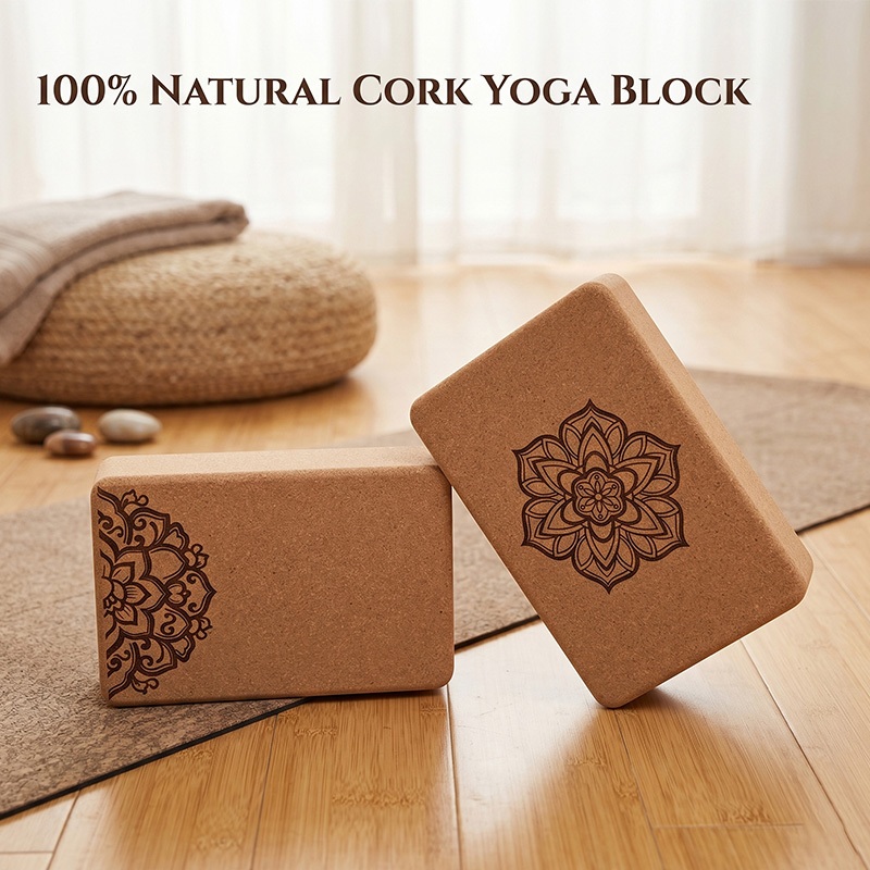 Eco Natural Cork โยคะบล็อกลื่น Soft Cork อิฐโยคะสนับสนุนโยคะ Poses ยืดสมาธิ Home Gym การออกกําลังกาย
