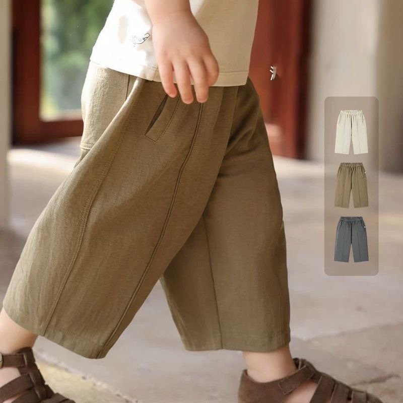 กางเกงเด็กชาย Baby Summer Breathable Cloudy Cropped Pants Summer Children Casual Pants