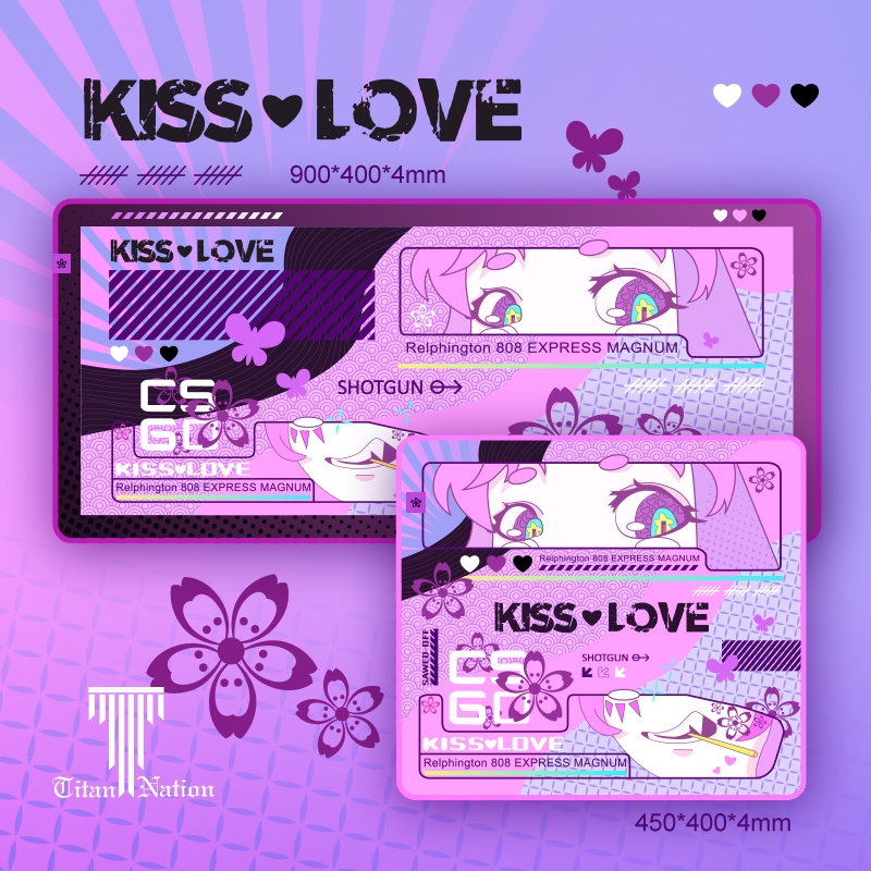 [พร้อมส่ง] TITANNATION แผ่นรองเมาส์เกมมิ่ง ลายอนิเมะเท่ๆ คิ้วท์ๆ สไตล์สีม่วงพาสเทล  สำหรับเกม FPS ทุกรุ่น (450x400 / 900x400)
