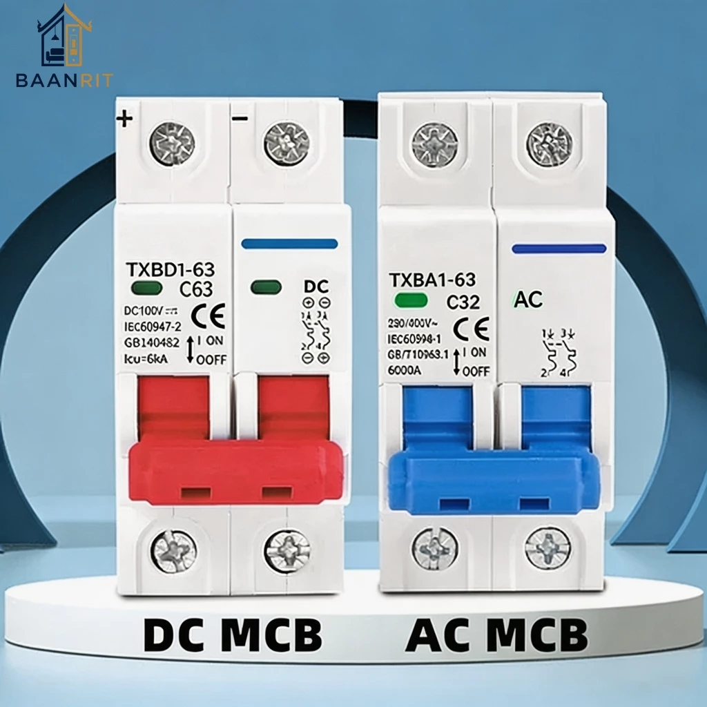 เบรกเกอร์สวิตช์แบตเตอรี่, Solar 2P DC AC MCB 16A 20A 25A 32A 40A 50A 63A DC MCB สําหรับระบบโซลาร์เซลล์, โซลาร์เซลล์