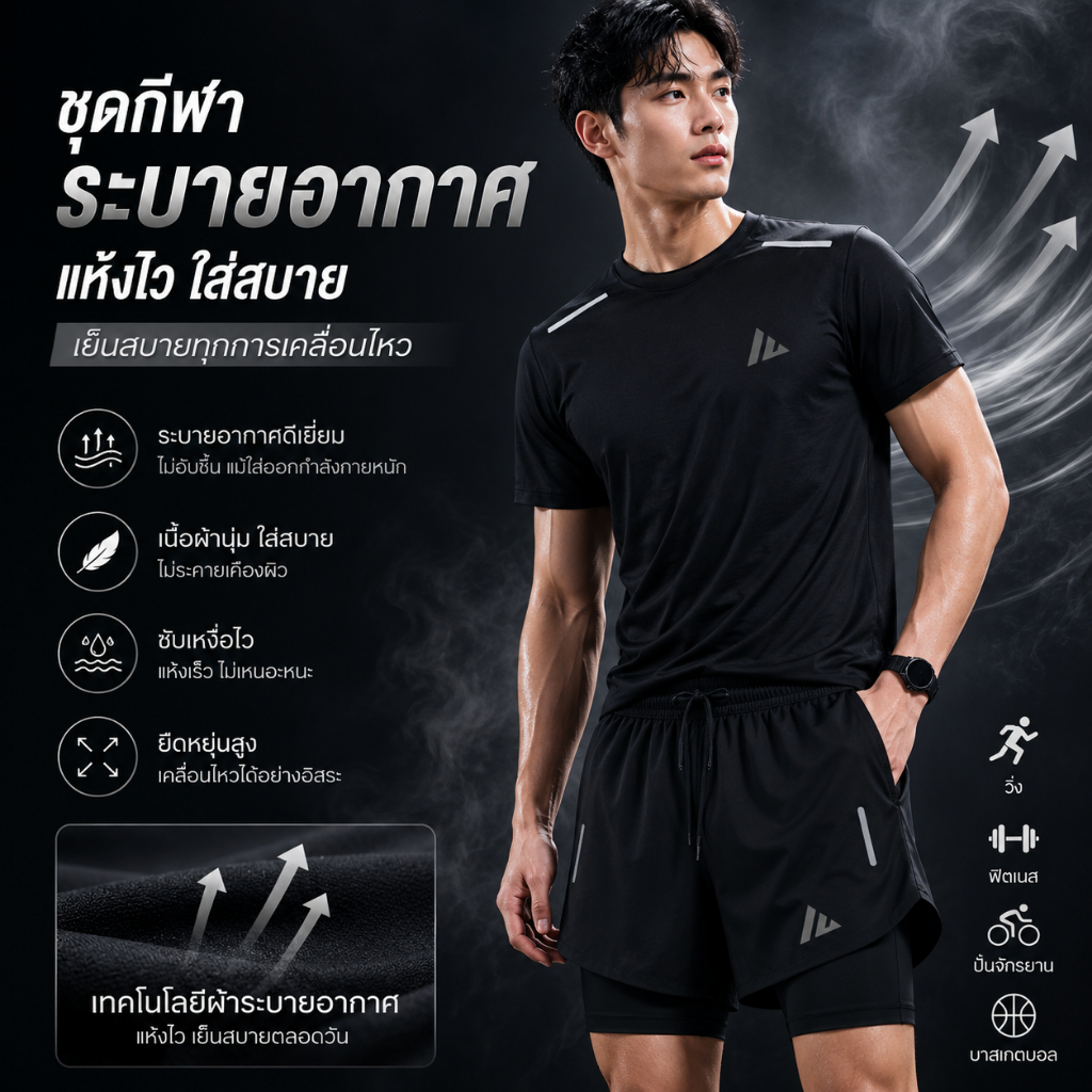 High-Elasticสะท้อนแสงNightวิ่งกีฬาชุดUnisex Quick-Dryingแขนสั้นAnti-Exposureกางเกงขาสั้นBreathable Co