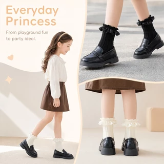 【BKK Delivery】ถุงเท้าเด็กผู้หญิงขอบลูกไม้ 3-12 ปี ผ้าคอมบ์คอตตอน รุ่นบางเบา ระบายอากาศดี สไตล์เจ้าหญิง