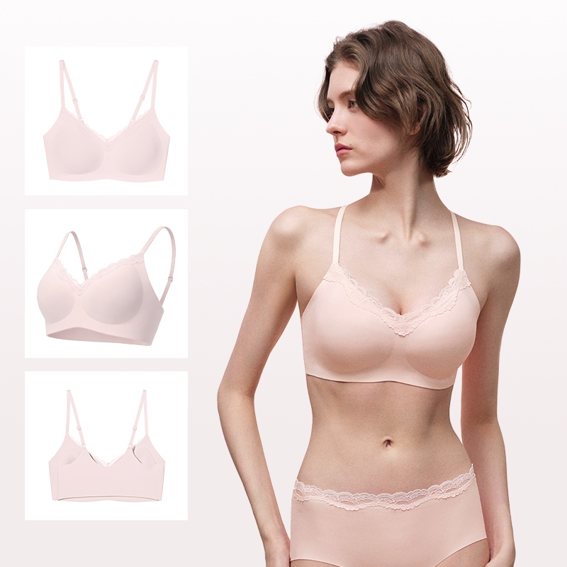 ubras 【Secondskin bra】【Soft Lace bra】 เสื้อชั้นในลูกไม้ ไร้โครง ฟรีไซส์ นุ่ม ระบายอากาศ ไร้รอย ไร้ตะเข็บ ใส่สบายทั้งวัน บราลูกไม้สวย ใส่ทำงานได้ — صورة 5