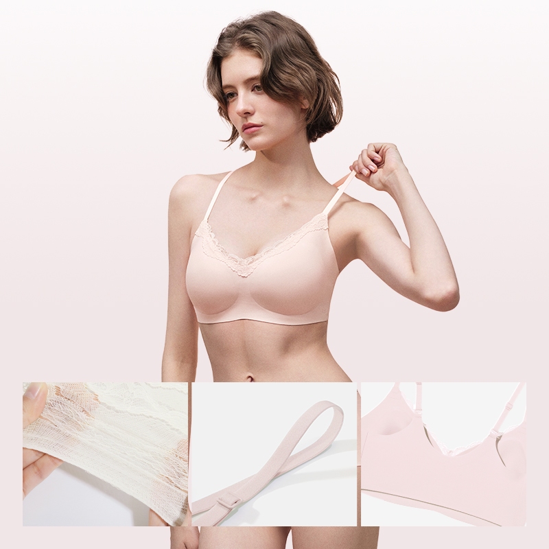 ubras 【Secondskin bra】【Soft Lace bra】 เสื้อชั้นในลูกไม้ ไร้โครง ฟรีไซส์ นุ่ม ระบายอากาศ ไร้รอย ไร้ตะเข็บ ใส่สบายทั้งวัน บราลูกไม้สวย ใส่ทำงานได้ — صورة 6