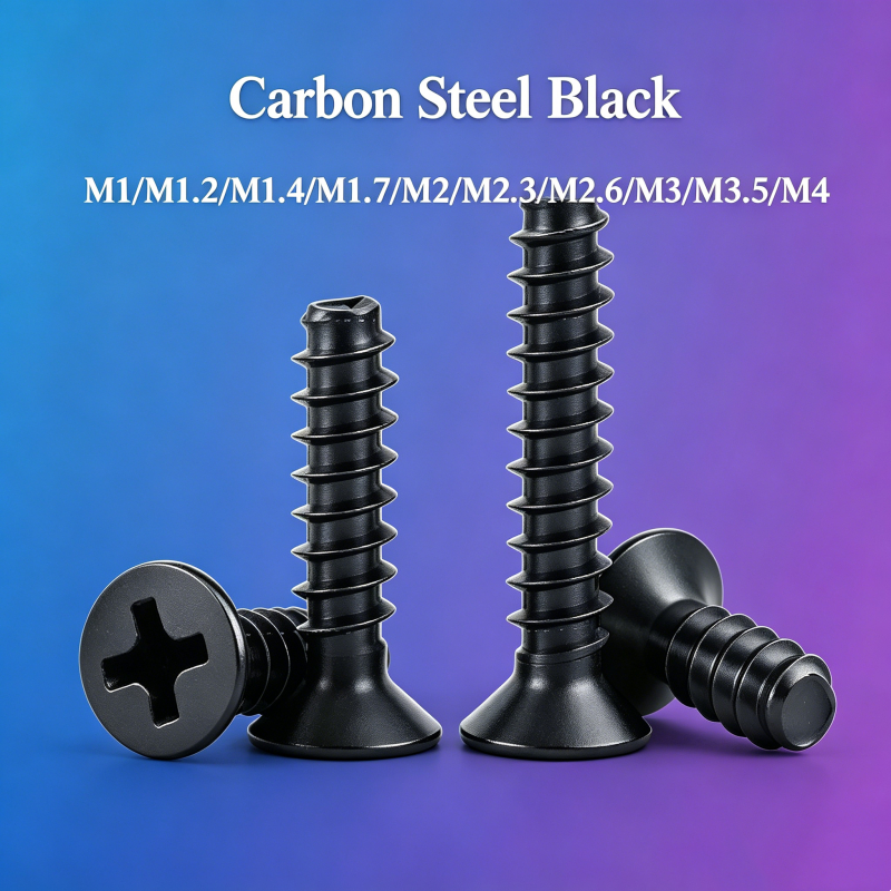 COD สกรูต๊าปเองรุ่น KB เหล็กคาร์บอนสีดำ หัวจมข้ามตัดหางแบน M1-M4 รุ่น SC-MB
